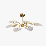 Arisha Art Deco Leaf Metal/Acrylic Chandelier, Gold - Neutral Decor