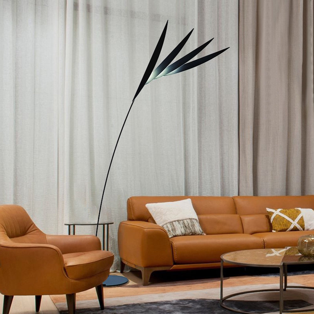 Salgado Leaf Metal/Acrylic Long Arm Floor Lamp, Living Room - Neutral Decor