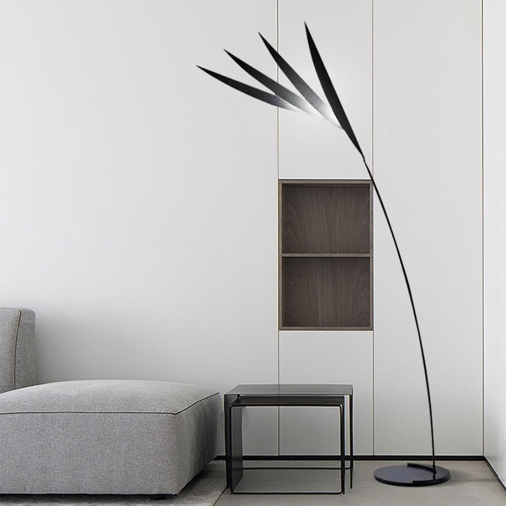 Salgado Leaf Metal/Acrylic Long Arm Floor Lamp, Living Room - Neutral Decor