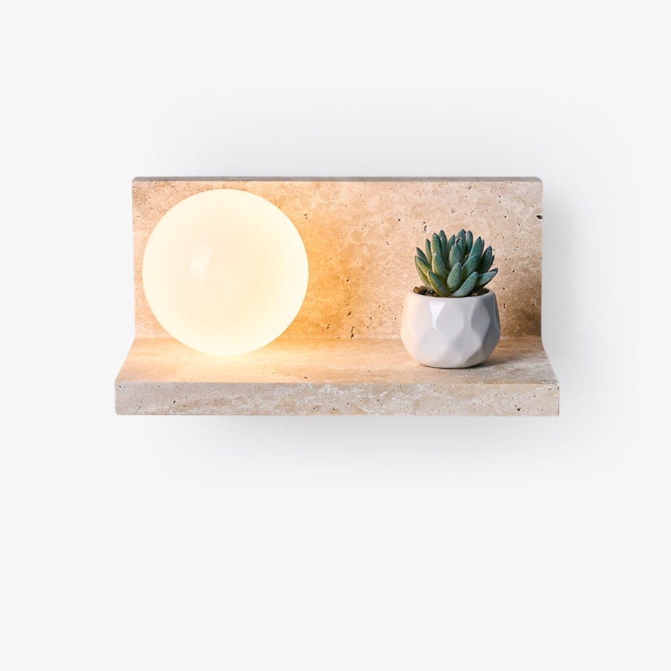 Shelf Travertine Sconce-Neutral Decor