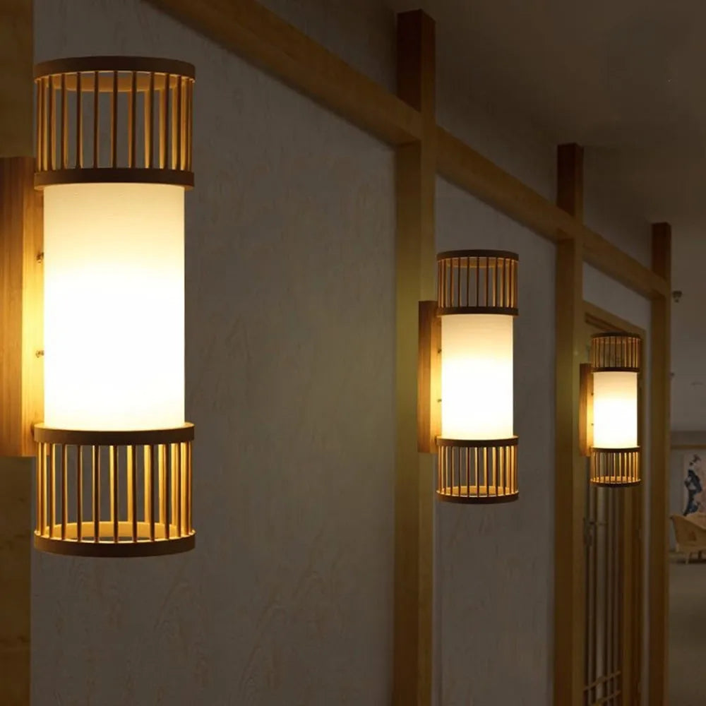Ritta Wall Lamp Rustic, Muto Rattan Weaving LED, Hallway Wall Sconce - Neutral Decor