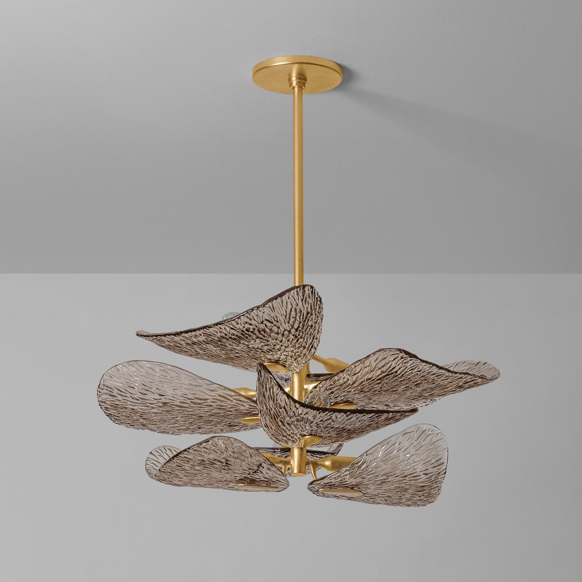 Aurora Chandelier Cardiff Piastra Glass Petal Layered Bronze-Neutral Decor