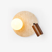 Armara Travertine Disc Wall Light-Neutral Decor