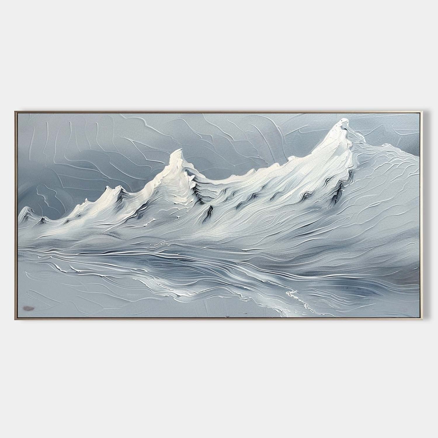 Wall Art Horizontal Impasto Snow Mountain - Neutralighting