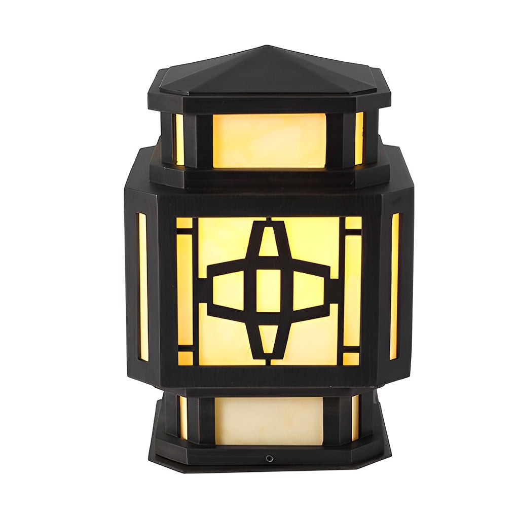 Whney Creative LED Retro Marble Outdoor Deck Post Pillar Light