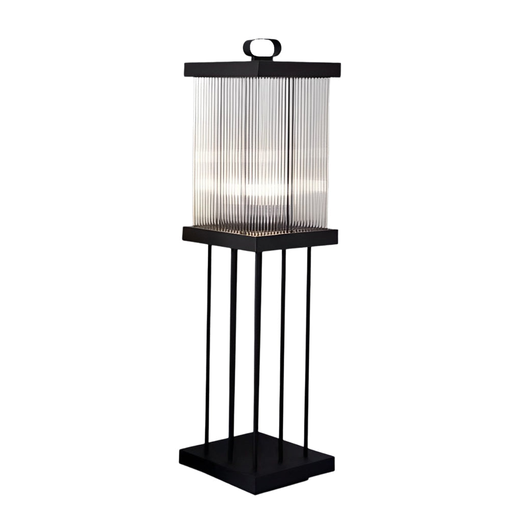 EllaN Portable Rippled Design Glass Outdoor Lantern