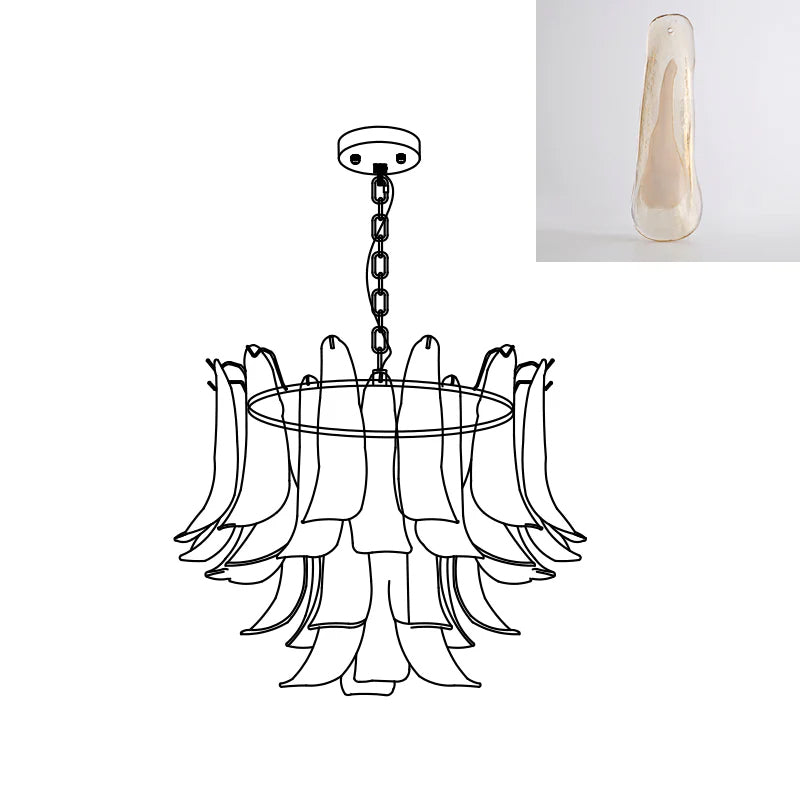 Elvess Chandelier Murano Glass Leaf Golden-Neutral Decor
