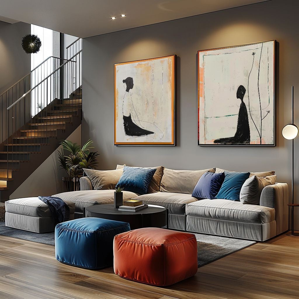 Wall Art Minimalist Textured Figurative - Neutralighting