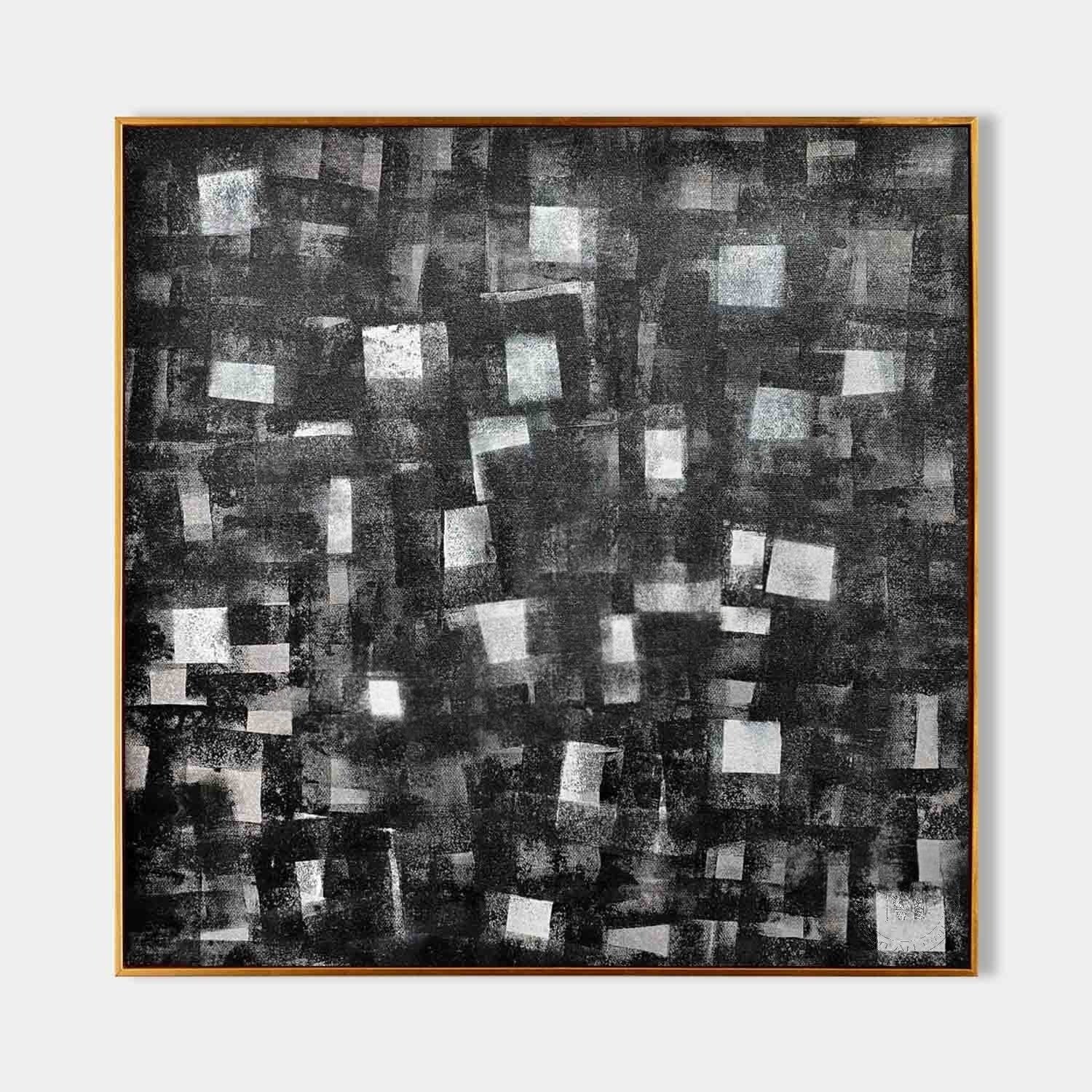 Wall art Monochrome Square Mosaic Painting - Neutralighting