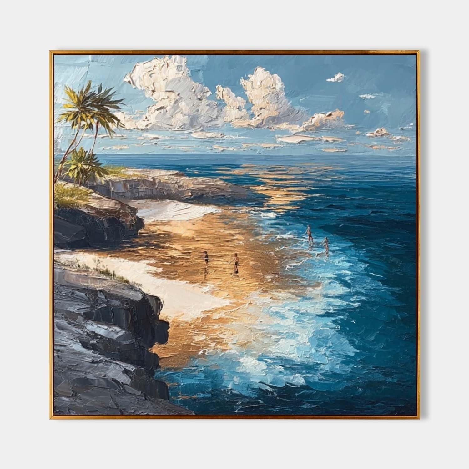 Tropical Cliffside Beach Impasto Painting - Neutralighting