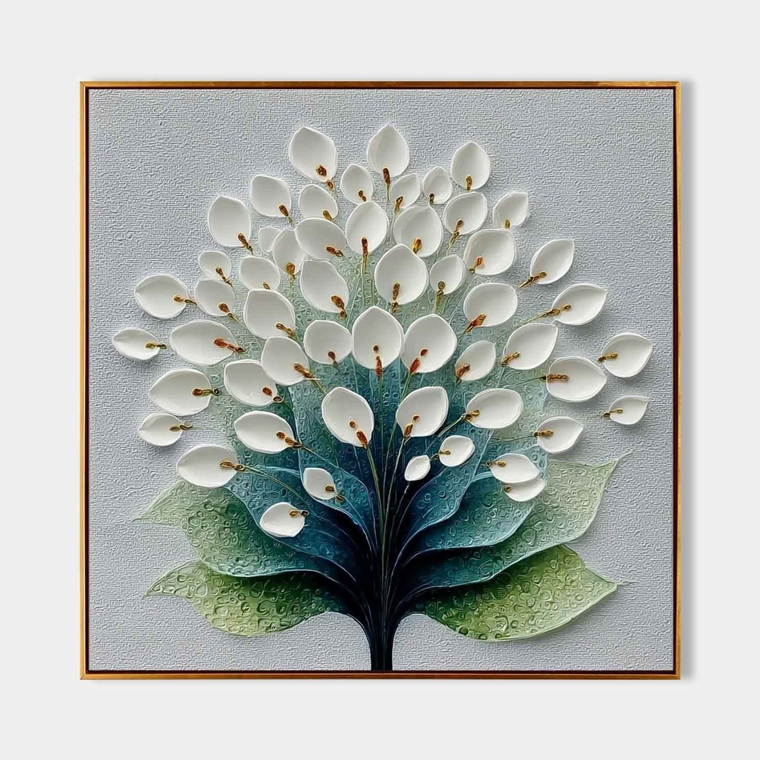 White Calla Lily Tree 3D Textured Painting - Neutralighting