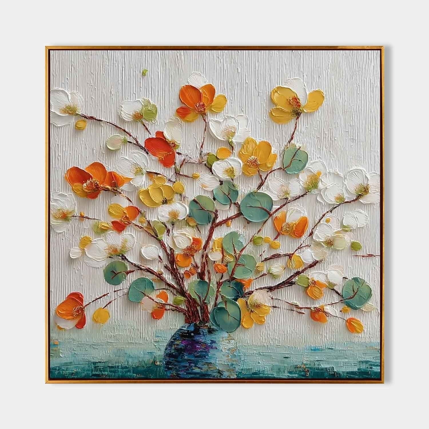 Autumn Blossom in Vase 3D Impasto Painting - Neutralighting