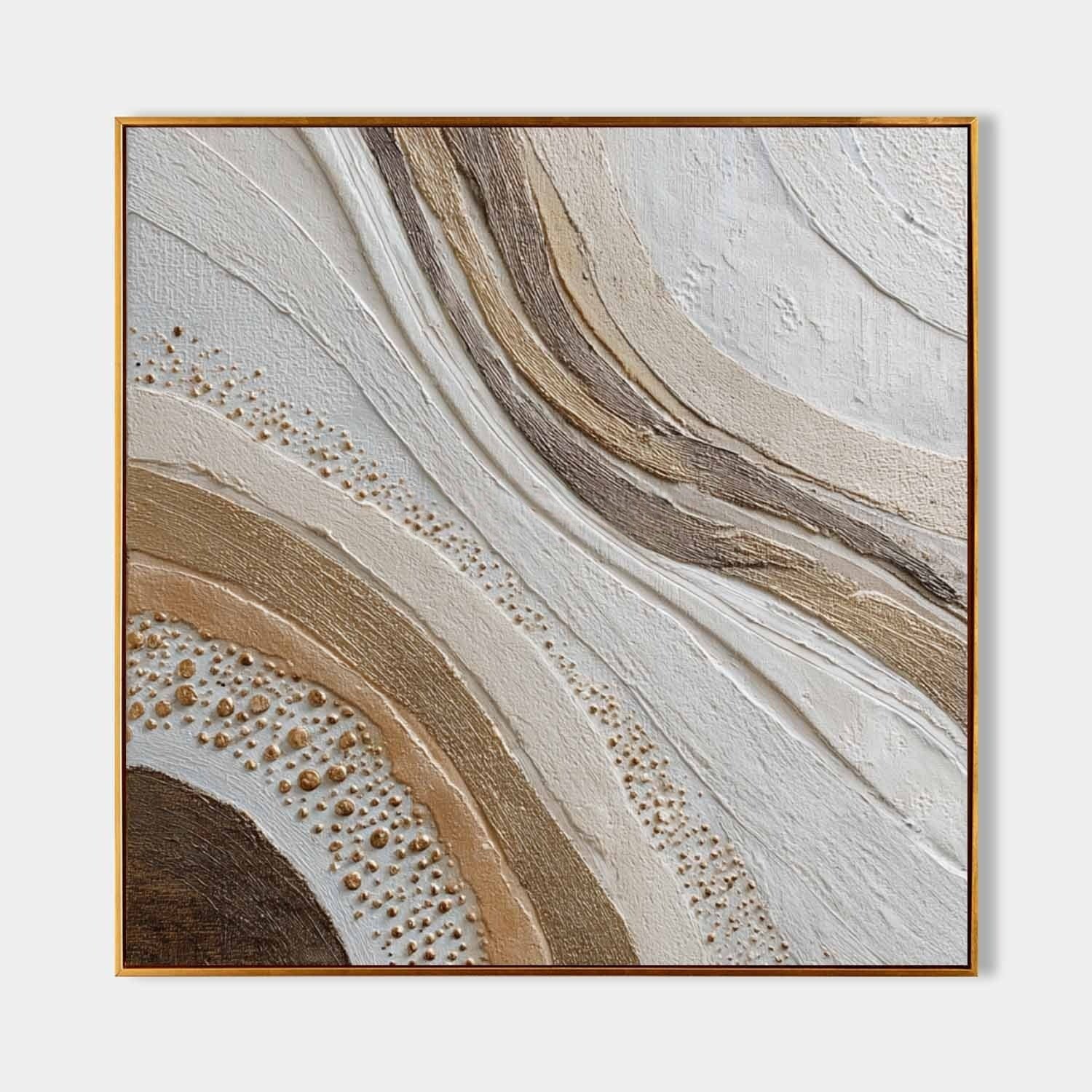Wall Art Neutral Wave Abstract Gold Dot - Neutralighting