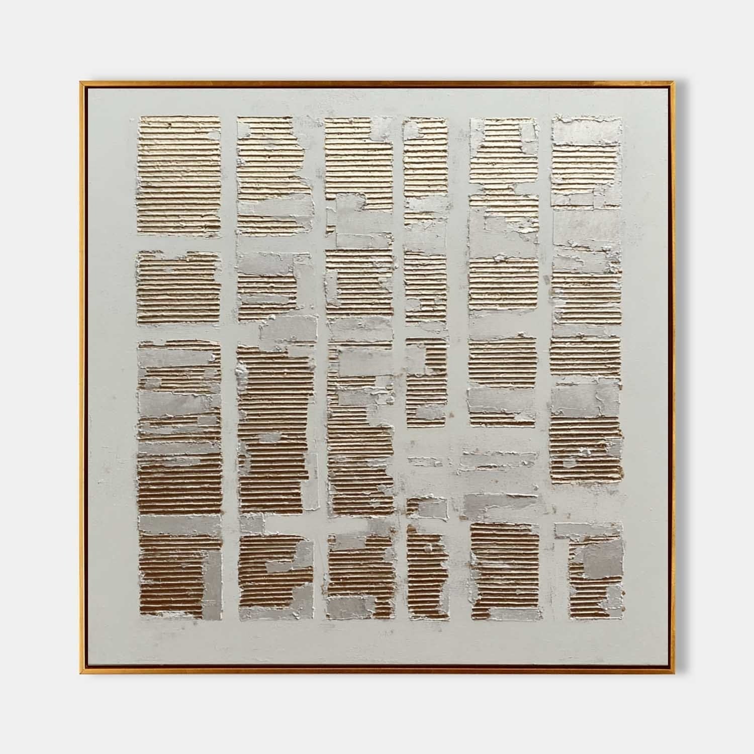 Wall Art Grid Pattern Gold Silver Leaf - Neutralighting