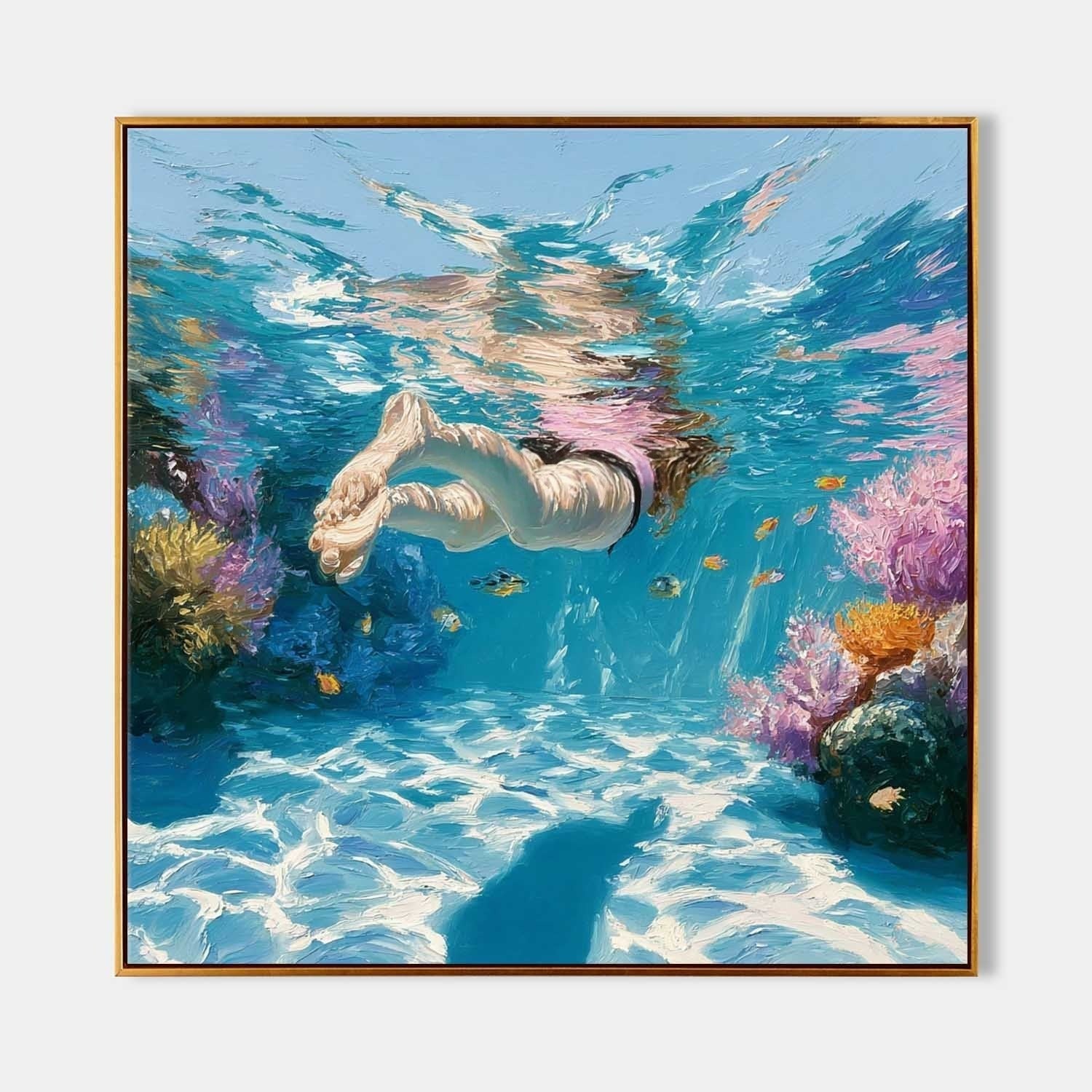 Wall Art Underwater Swimmer Coral Reef - Neutralighting