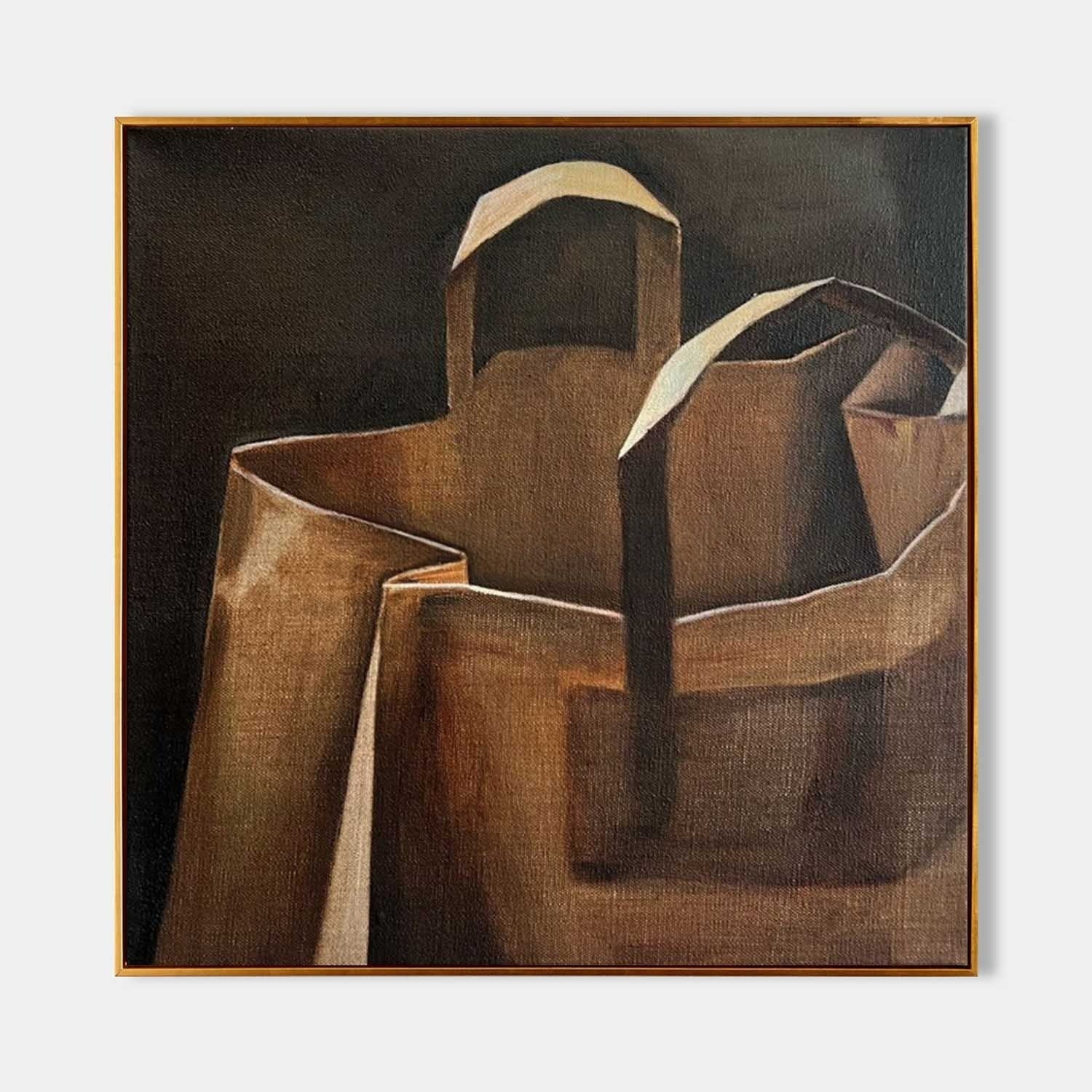 Wall Art Minimalist Textured Paper Bag - Neutralighting