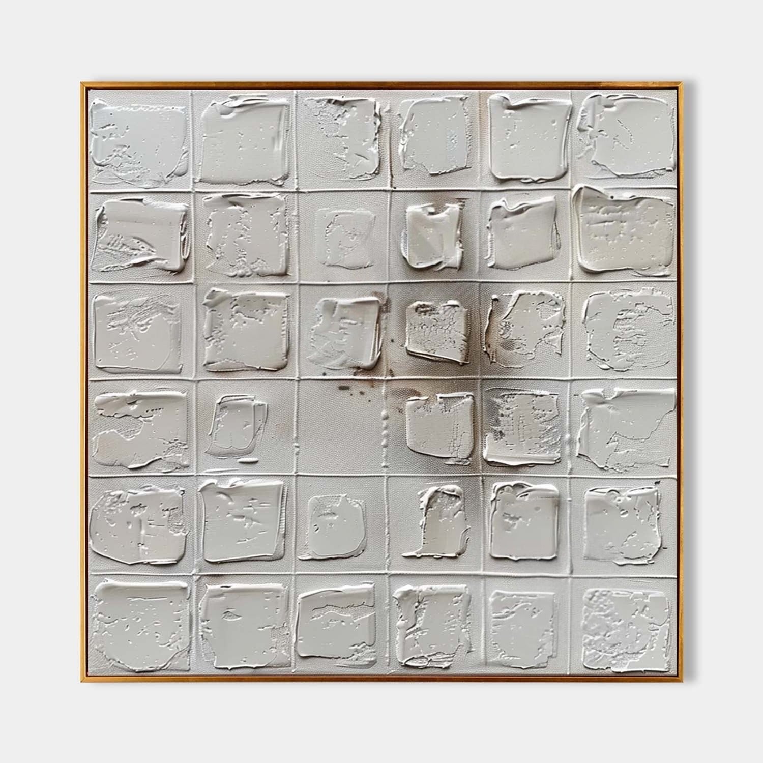 Wall Art Neutral Grid Textured Relief - Neutralighting