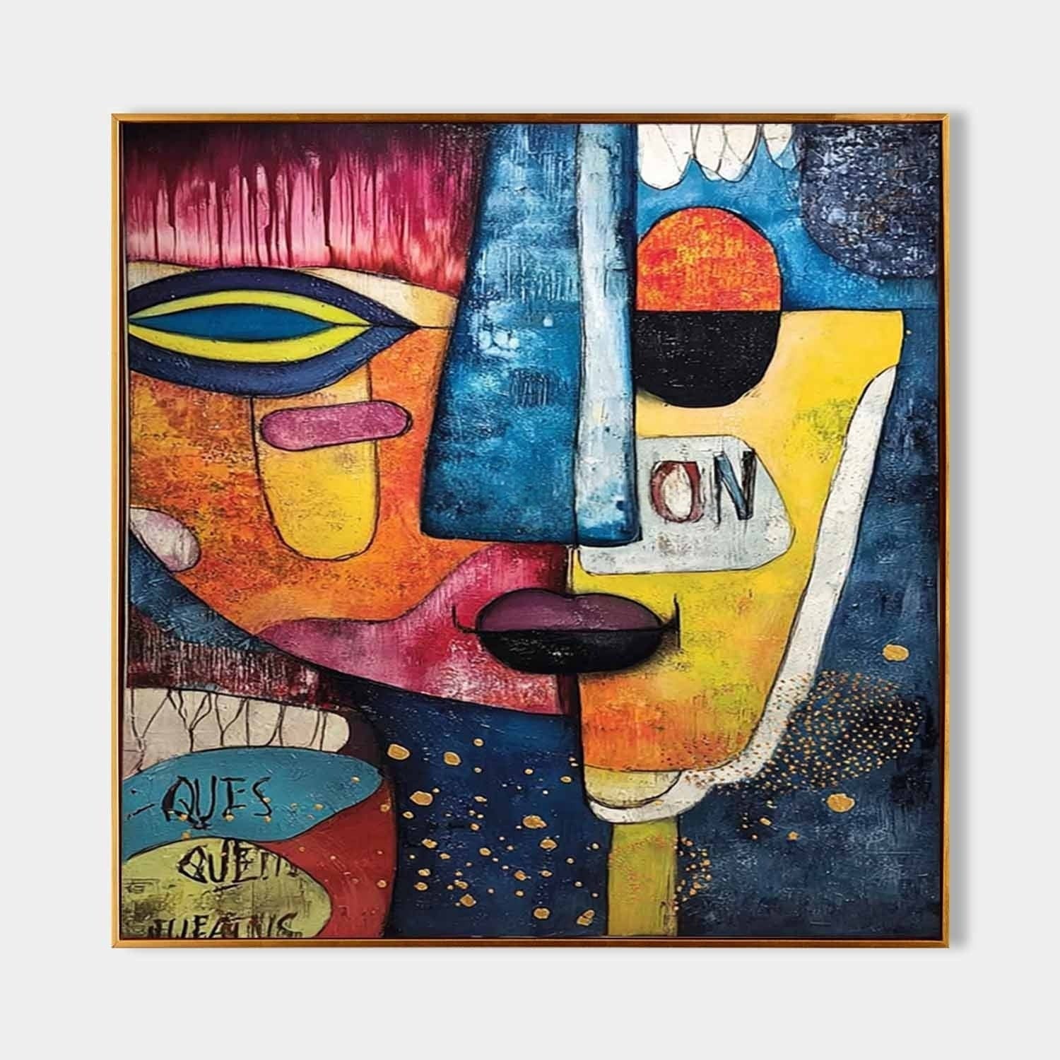 Wall Art Cubist Face Abstract Colorful - Neutralighting