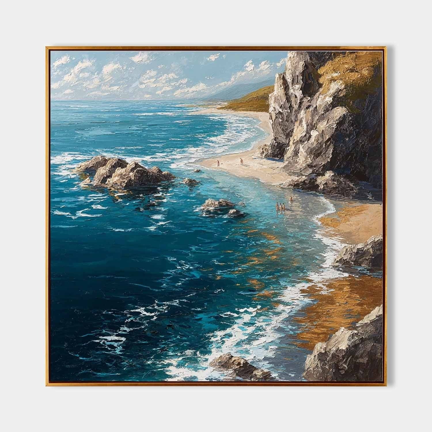 Wall Art Coastal Cliff Beach Turquoise Ocean - Neutralighting