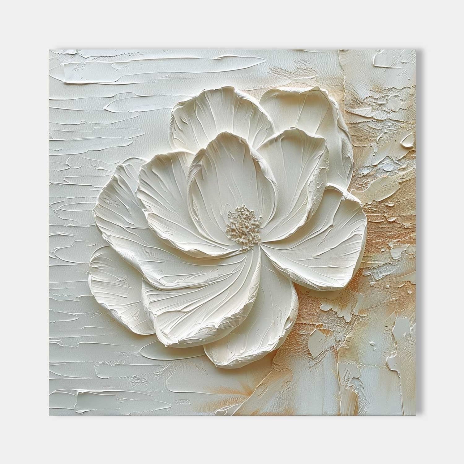 3D White Peony Impasto Painting - Neutralighting