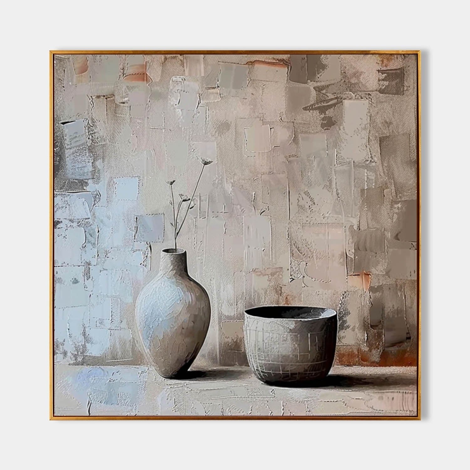 Wall Art Square Wabi-Sabi Still Life Painting - Neutralighting