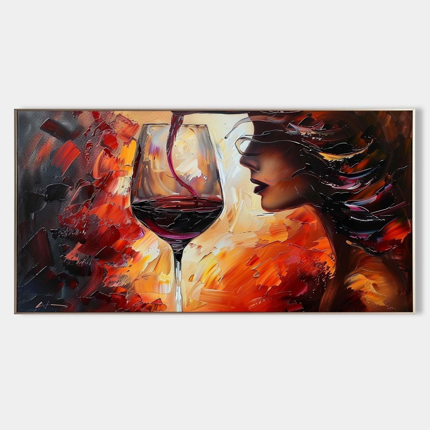 Wall Art Woman Wine Pouring Impasto - Neutralighting