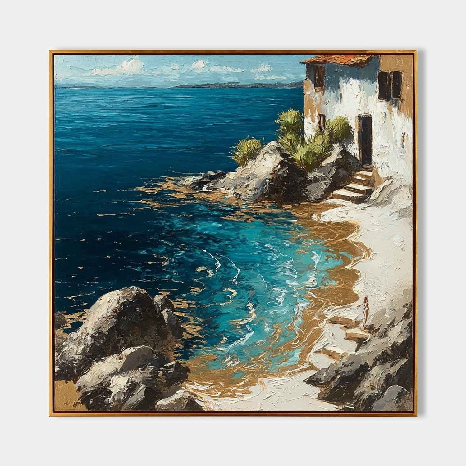 Mediterranean Coastal Villa Impasto Painting - Neutralighting