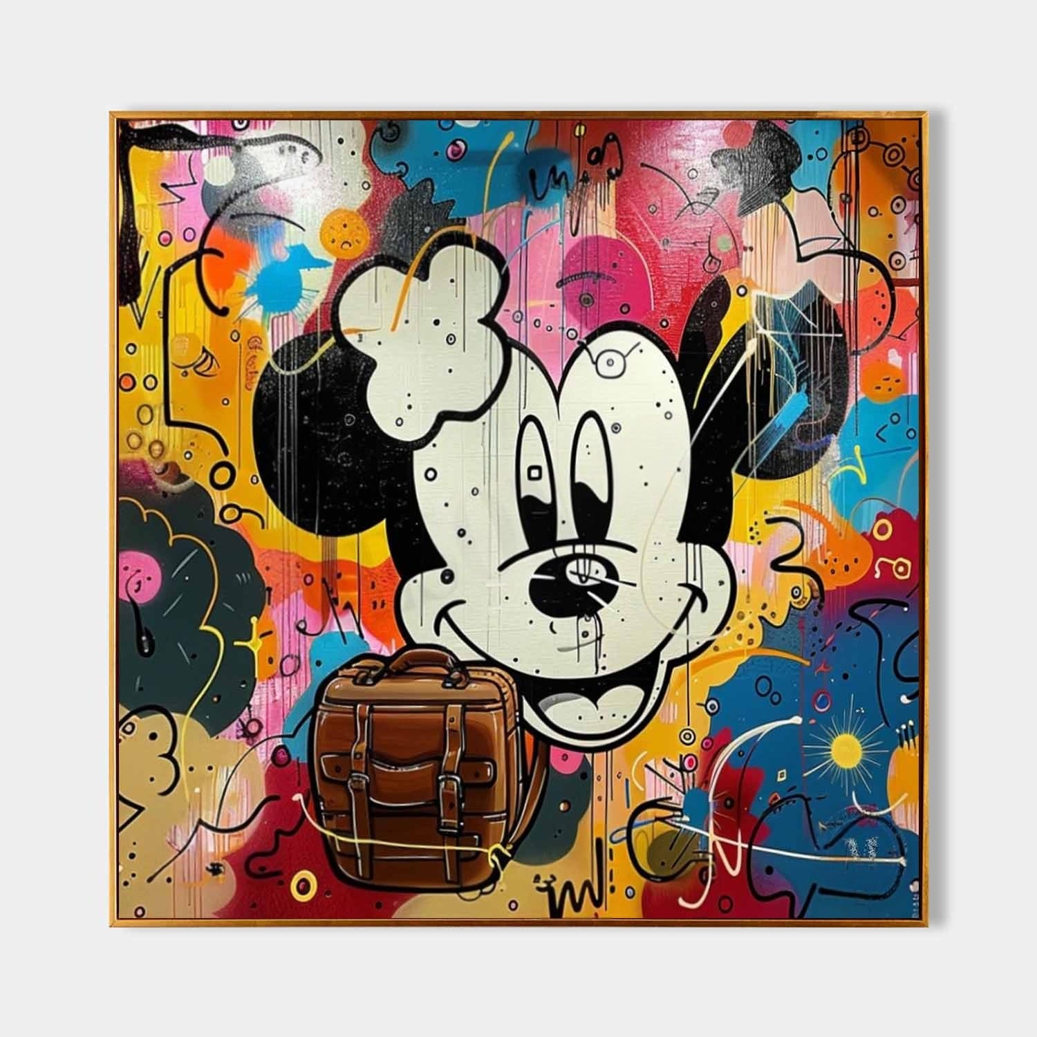 Wall Art Pop Mickey Brown Bag Colorful Graffiti - Neutralighting