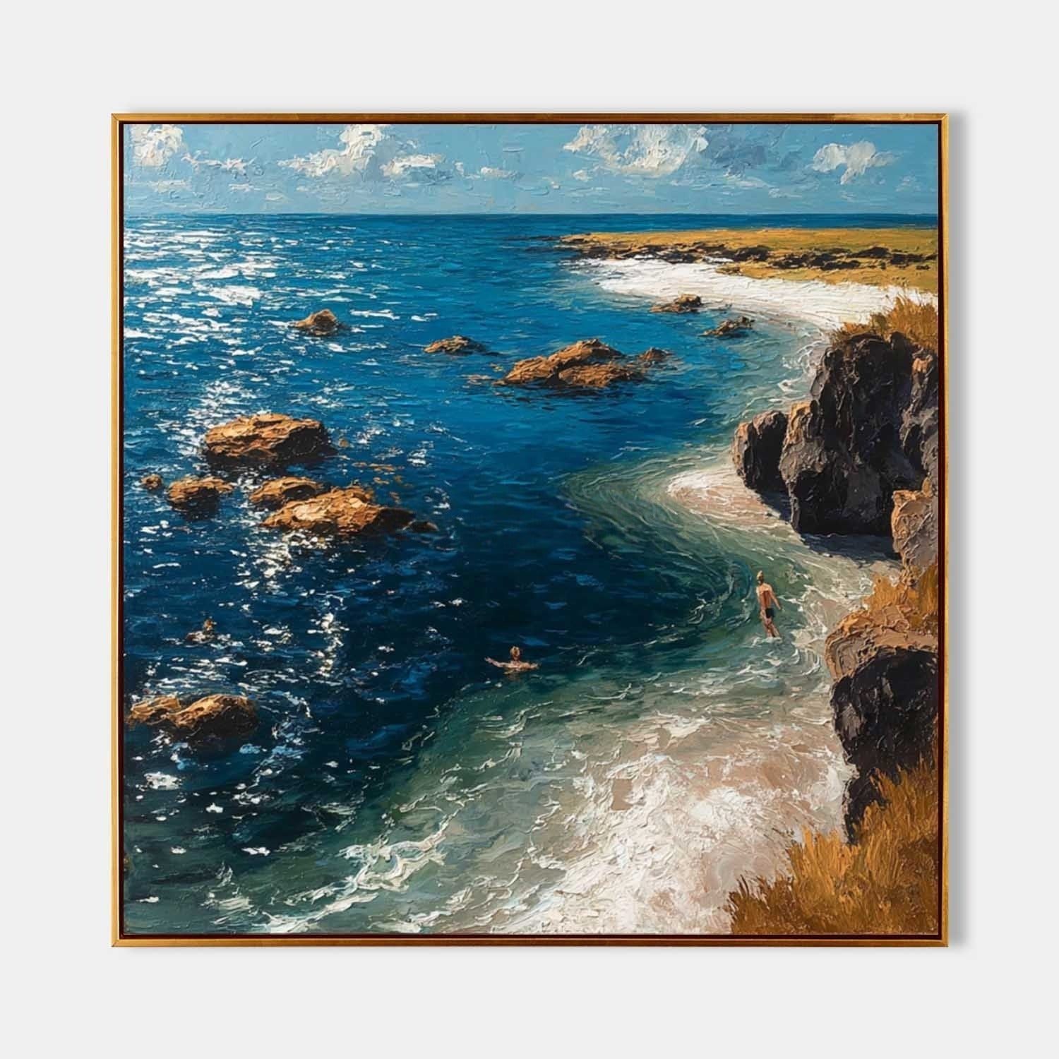 Cliffside Coastal Vista Impasto Painting - Neutralighting