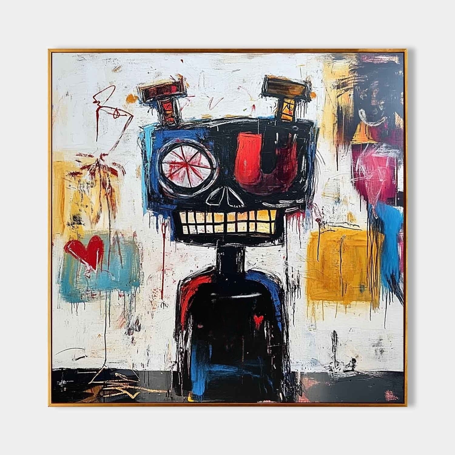 Wall Art Neo Expressionist Robot Skull - Neutralighting