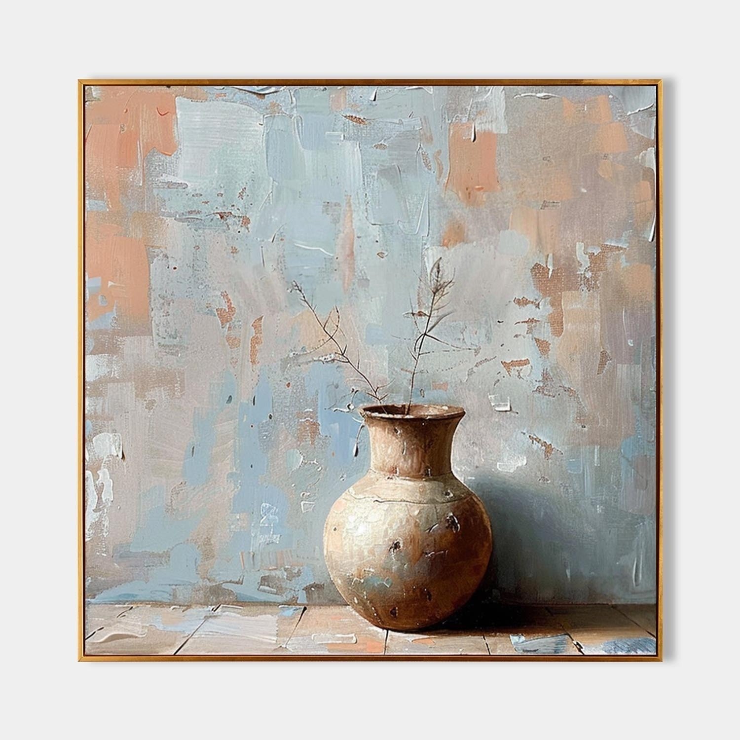 Wall Art Rustic Vase Still Life Impasto - Neutralighting