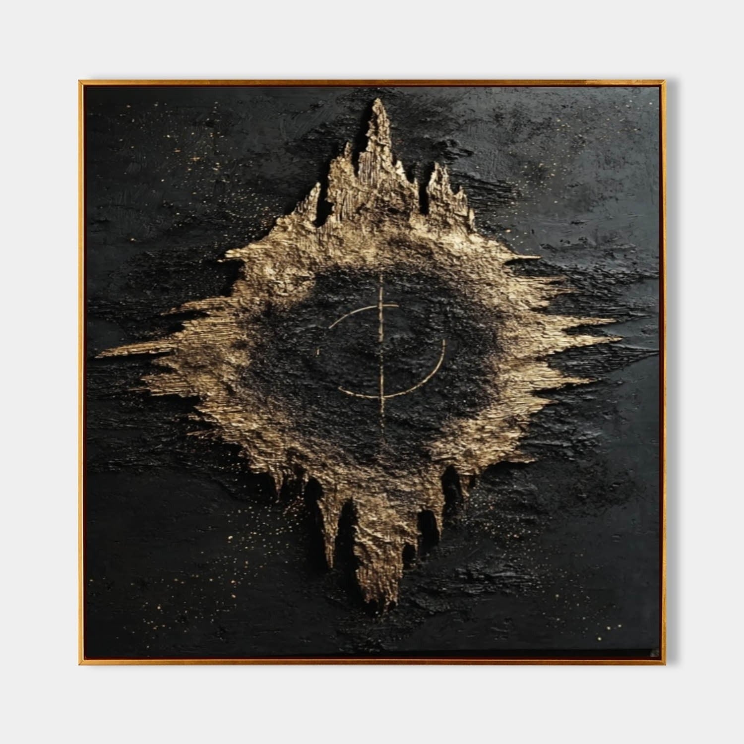 Black Gold Abstract Geode Bas-Relief Painting - Neutralighting