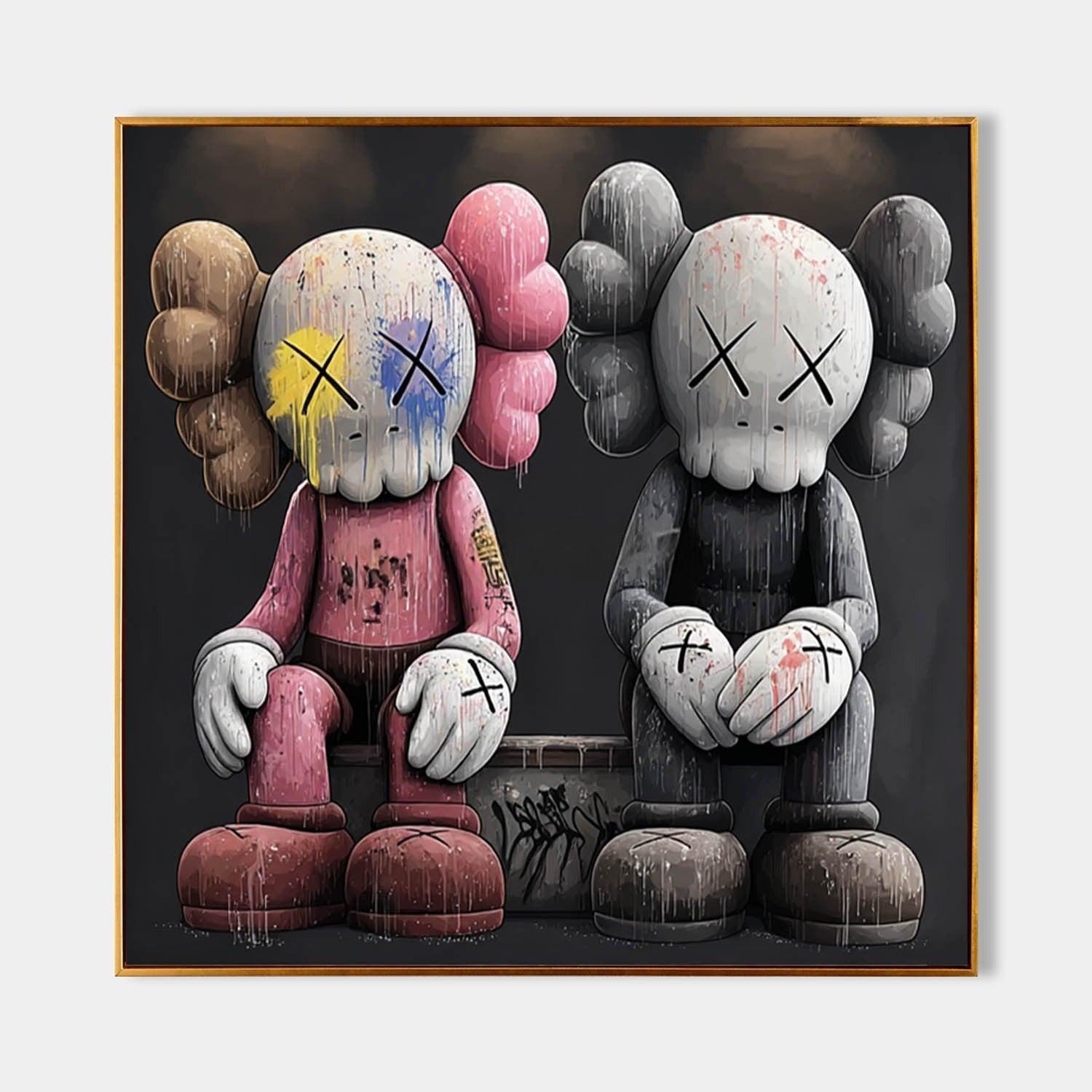 Wall Art Bold Textured Kaws Companion - Neutralighting