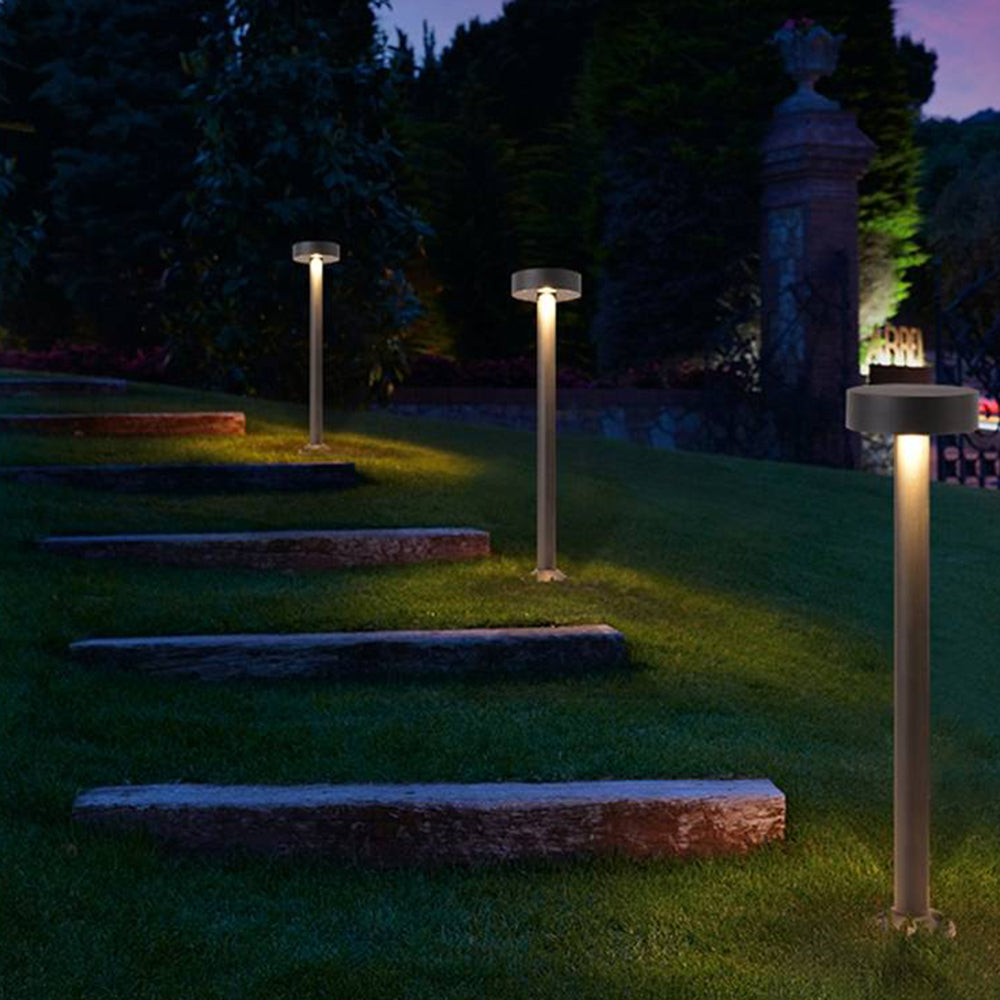 Ray Modern Metal Frisbee Shaped Lampholder Outdoor Path Light, Black - Neutral Decor