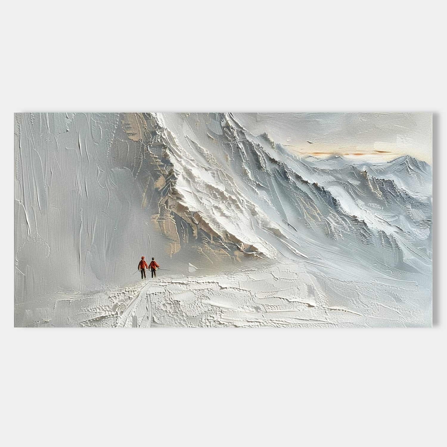 Wall Art Palette Knife Textured Mountain - Neutralighting