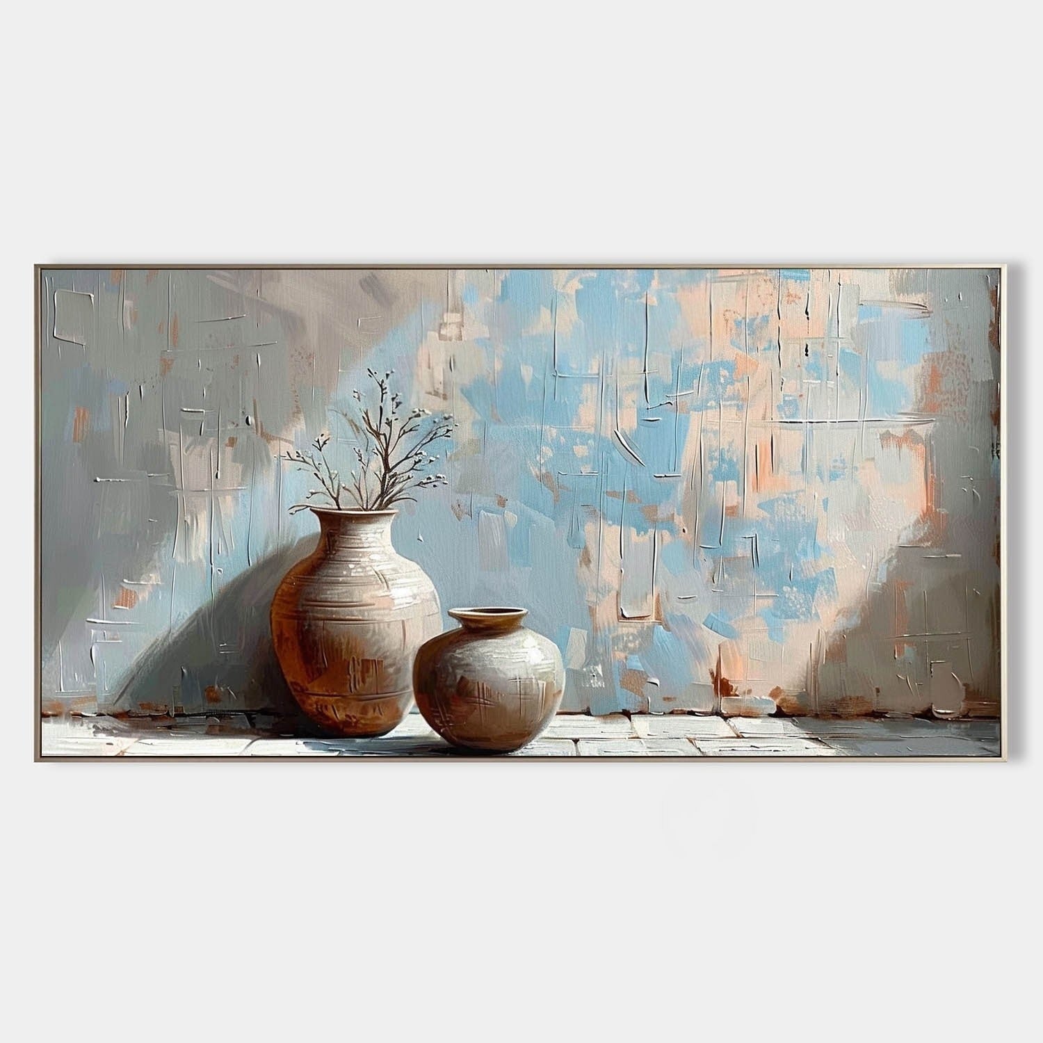 Wall Art Panoramic Ceramic Vase Duo Wabi-Sabi - Neutralighting