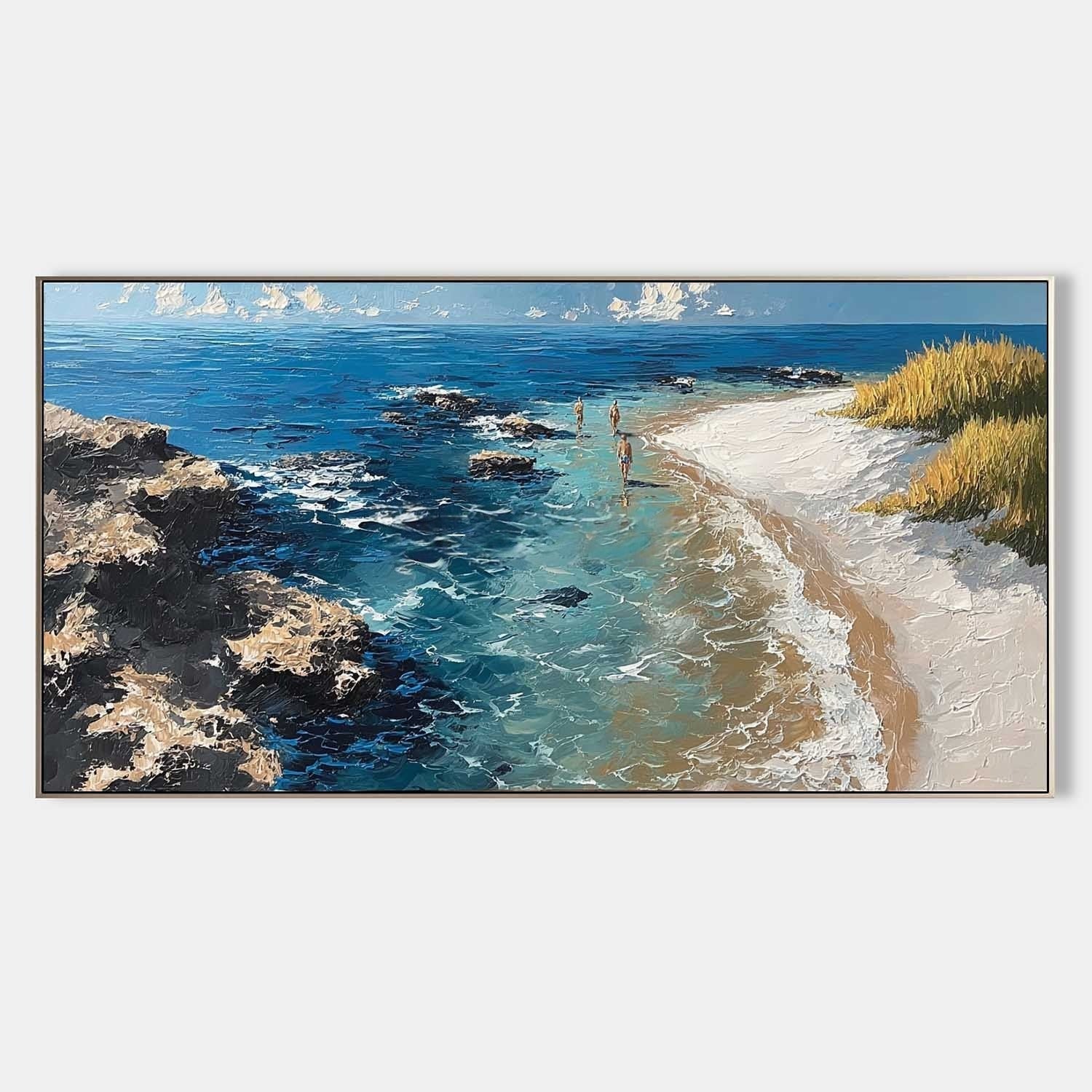 Cliffside Beach Impasto Painting - Neutralighting