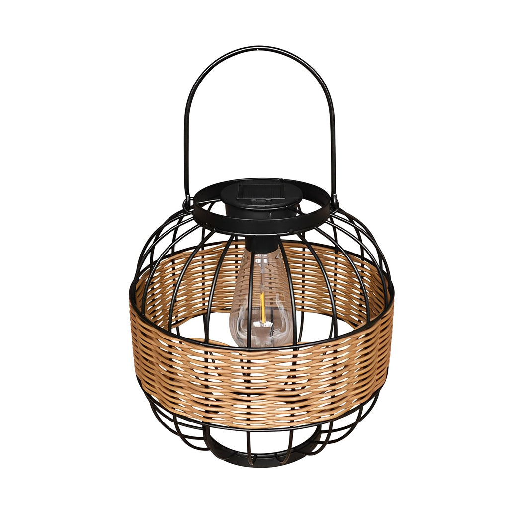 Fiter Decor Cage Shape Intelligent Rattan Outdoor Lanterns