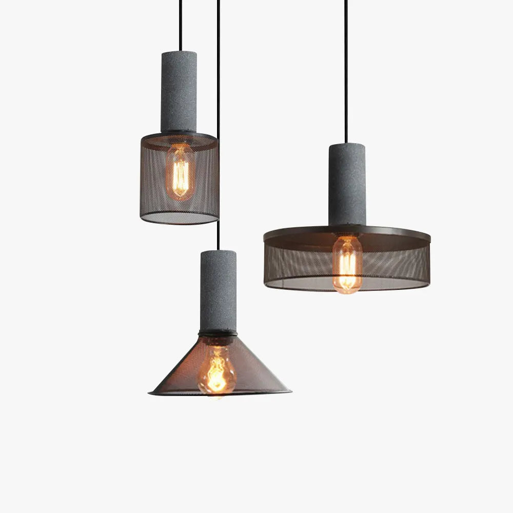 Xenith Industrial Cylindrical Pendant Light, Cement/Metal-Neutral Decor