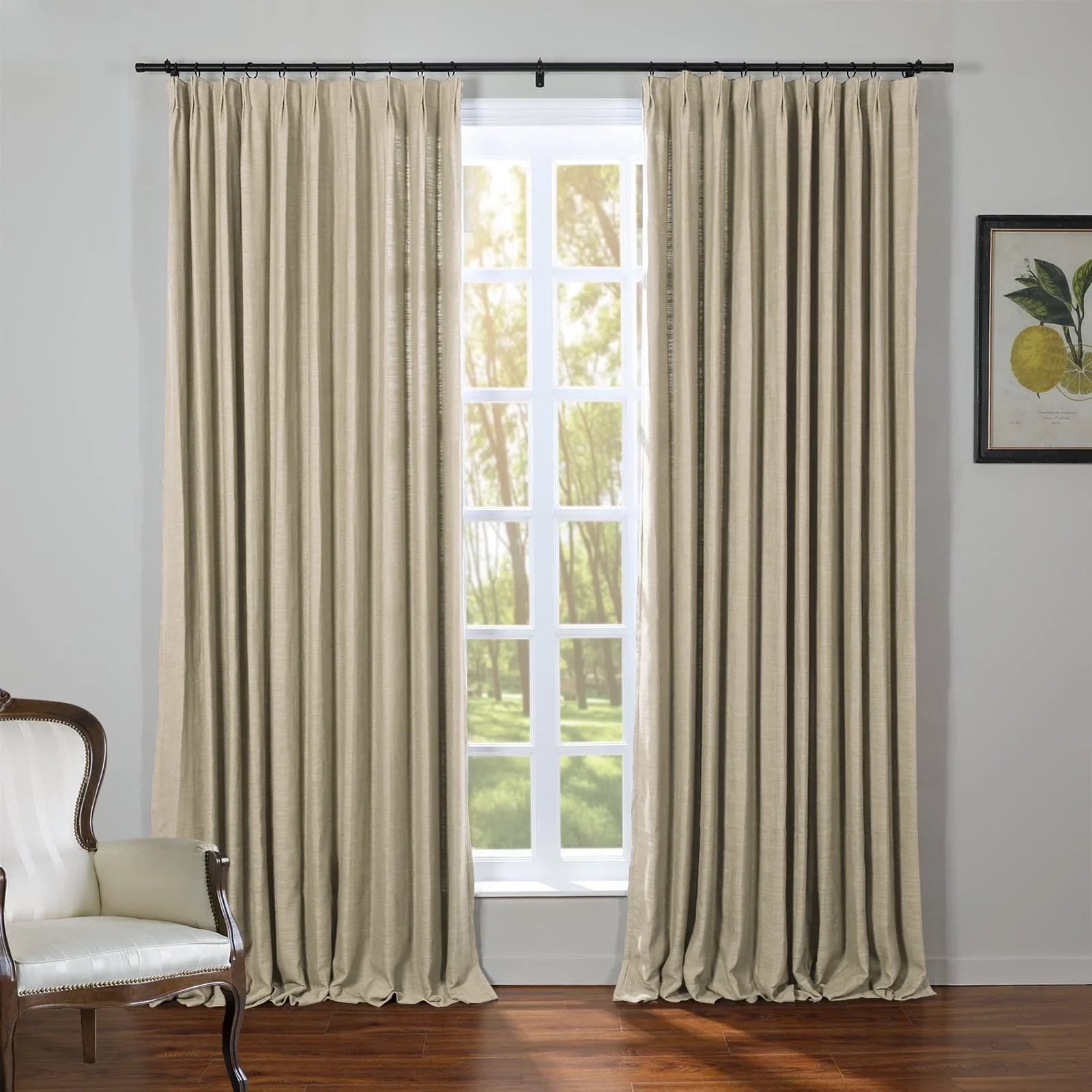 Kelly Flax Linen Curtains & Drapes Pleated-Neutral Decor
