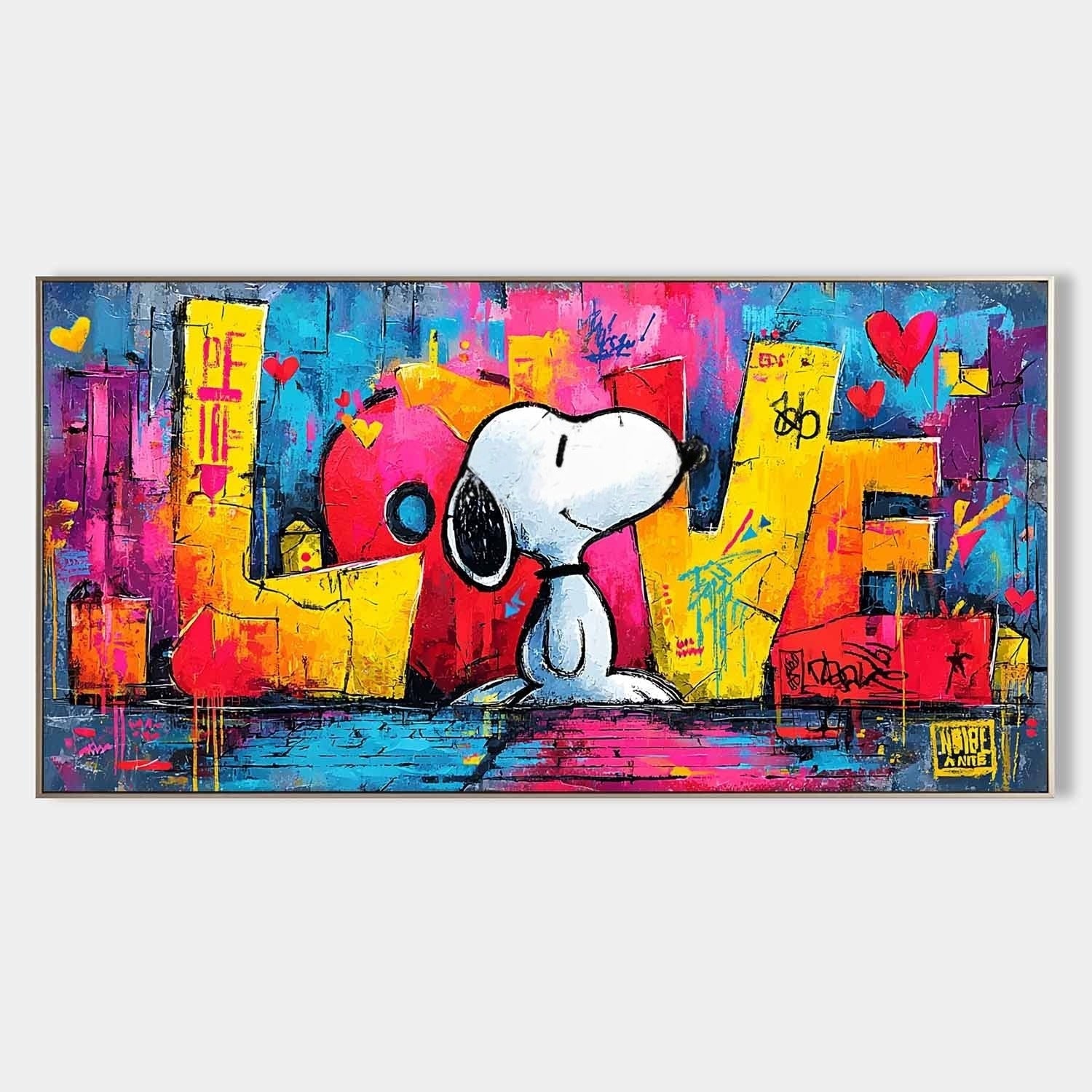 Snoopy Love Graffiti Pop Art Impasto Painting - Neutralighting