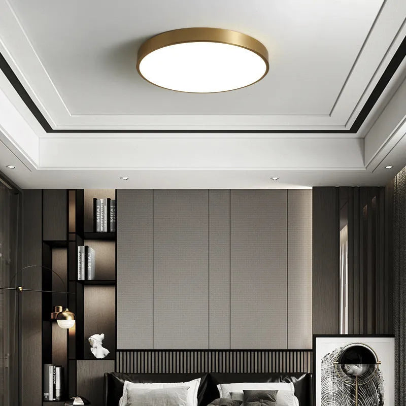 Arisha Nordic LED Gold Round Ceiling Light, Metal & Acrylic - Neutral Decor