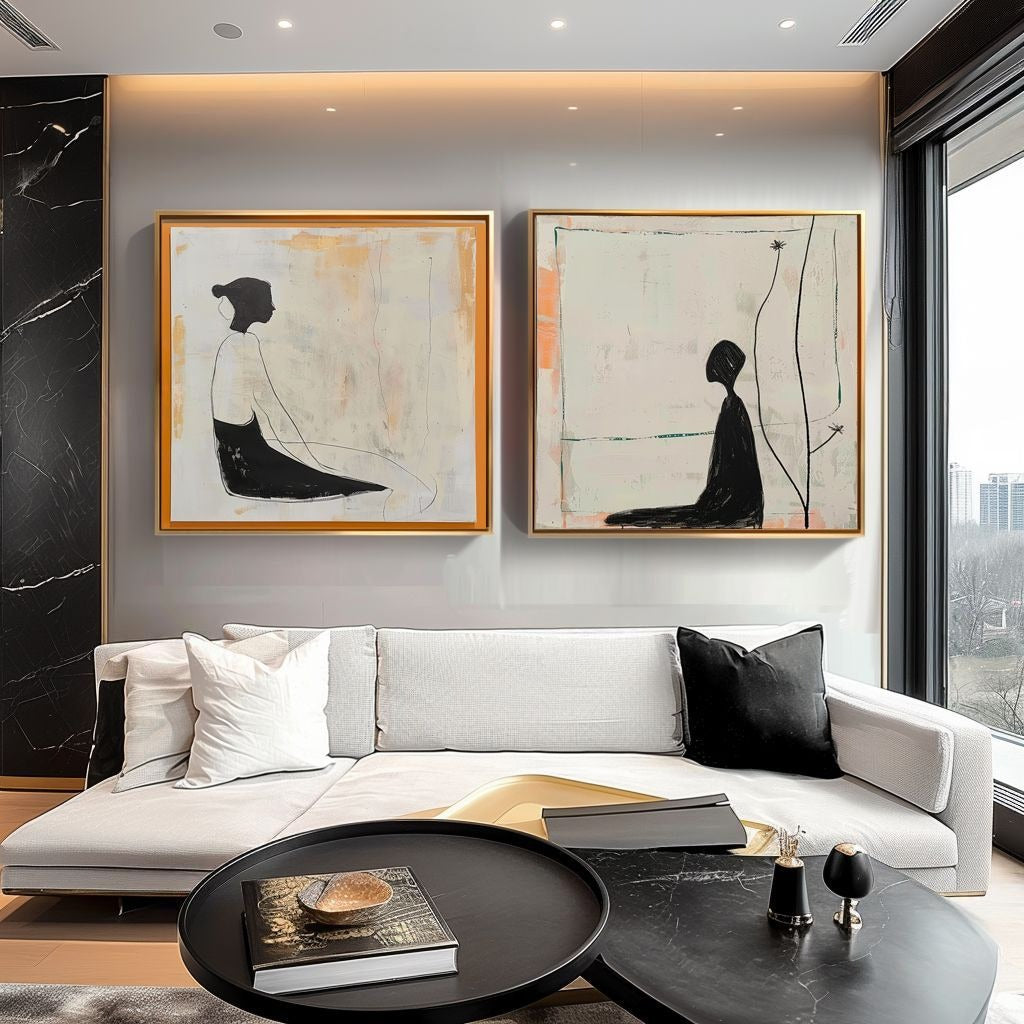 Wall Art Minimalist Textured Figurative - Neutralighting