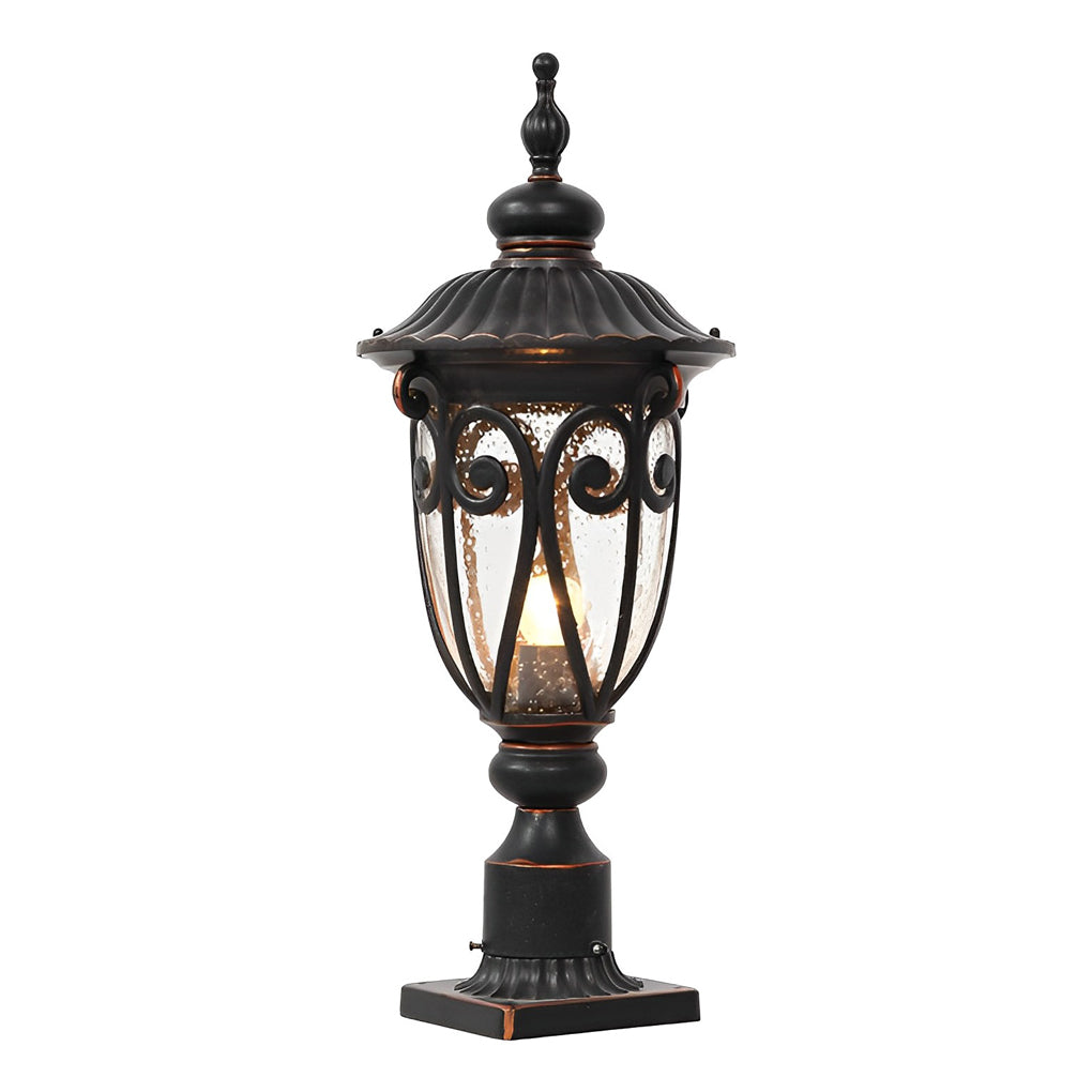 Sanra Round Bubble European Glass Outdoor Pillar Lamp