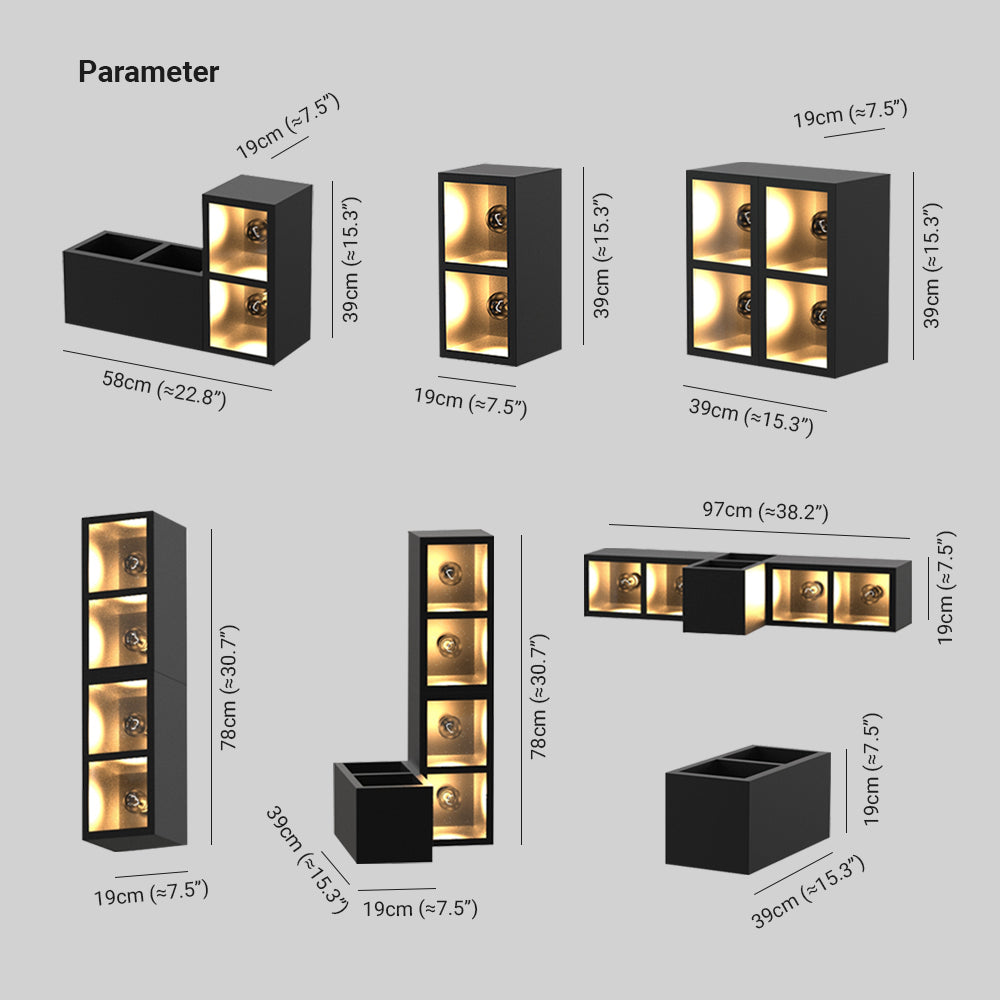 Ray Modern Cube Square Metal/Glass Outdoor Wall Lamp, Black - Neutral Decor