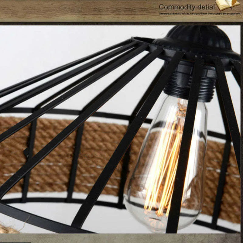 Epoch Retro Rope Metal Pendant Light, Black - Neutral Decor