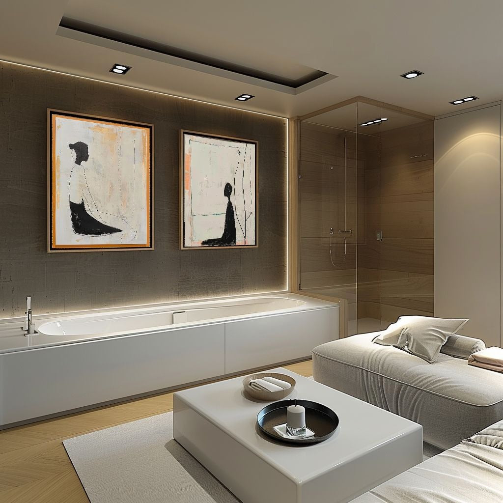 Wall Art Minimalist Textured Figurative - Neutralighting