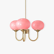 Lustra Chandelier Pink Glass Globe Gold-Neutral Decor