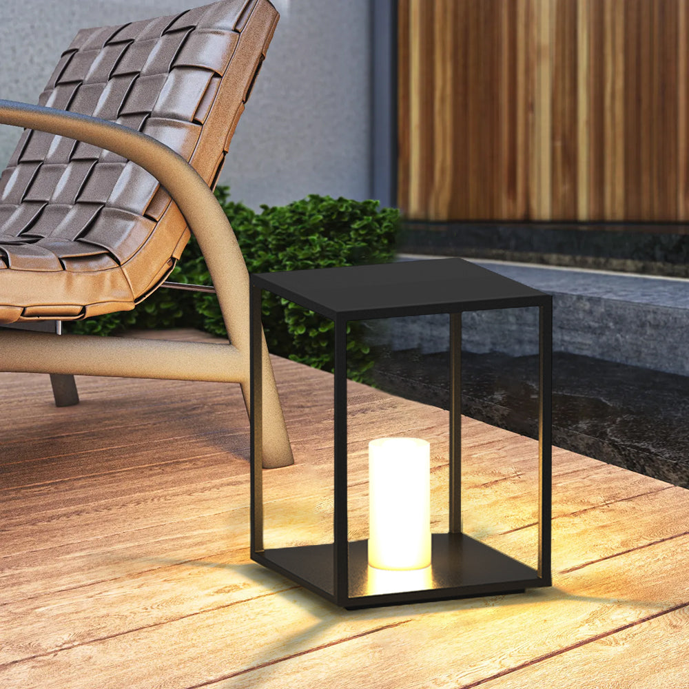 Ray Minimalist Rectangular Metal Solar Outdoor Ground Lamp - Neutral Decor