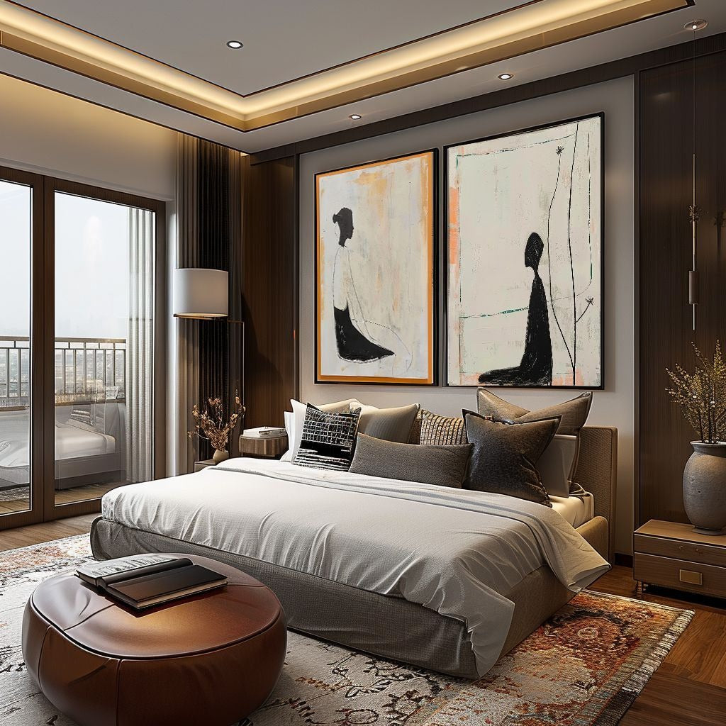 Wall Art Minimalist Textured Figurative - Neutralighting